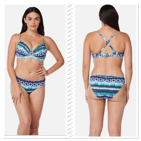 Bleu Rod Beattie Womens Sun Sea & Sand Underwire Bikini Top Size 34D Bottom Sz 4 - Picture 1 of 12